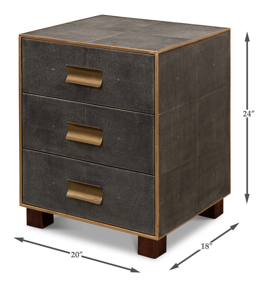 Gideon Shagreen 3 Drawer Side Table Gry