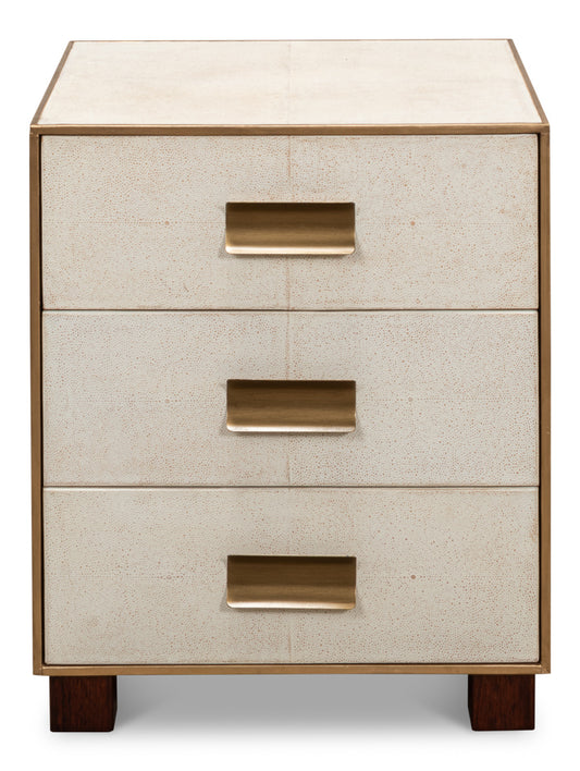 Shagreen 3 Drawer Side Tableosprey Wht