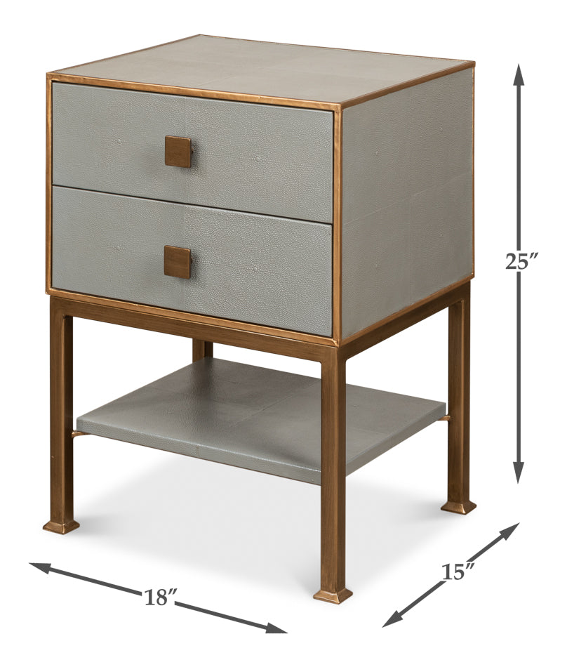 Gillian Two Drawer Nightstand Storm Gry