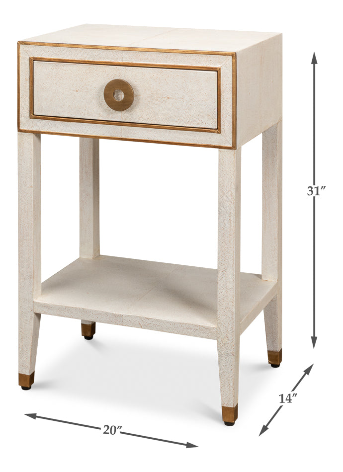 Gabriella Shagreen Nightstandosprey Wht