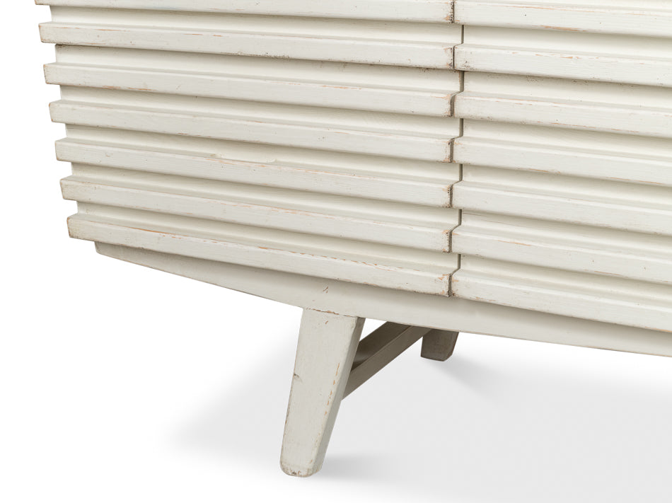 Ribbed 9 Drawer Commode Antique White