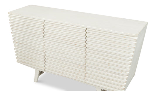 Ribbed 9 Drawer Commode Antique White