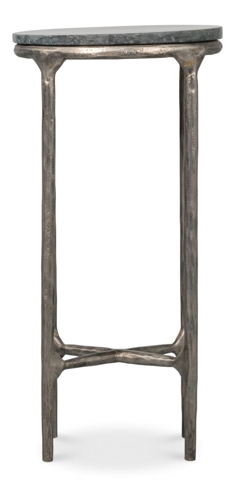 Derrick Iron End Table With Marble Top