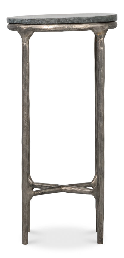 Derrick Iron End Table With Marble Top