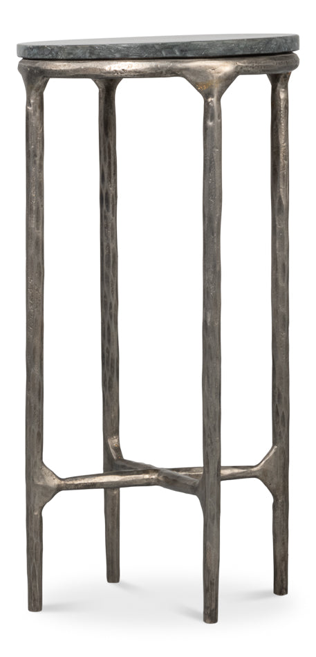 Derrick Iron End Table With Marble Top