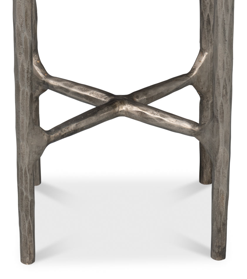 Derrick Iron End Table With Marble Top