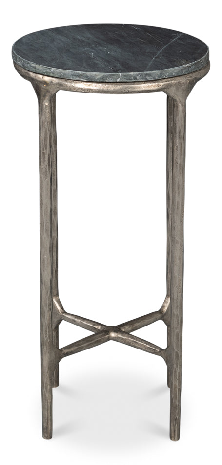 Derrick Iron End Table With Marble Top