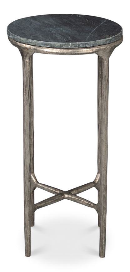 Derrick Iron End Table With Marble Top