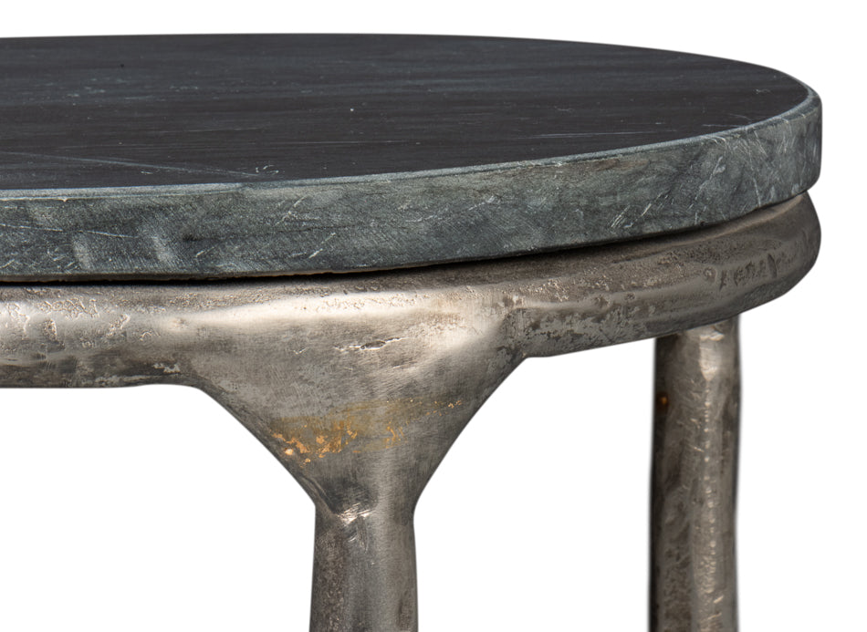 Derrick Iron End Table With Marble Top