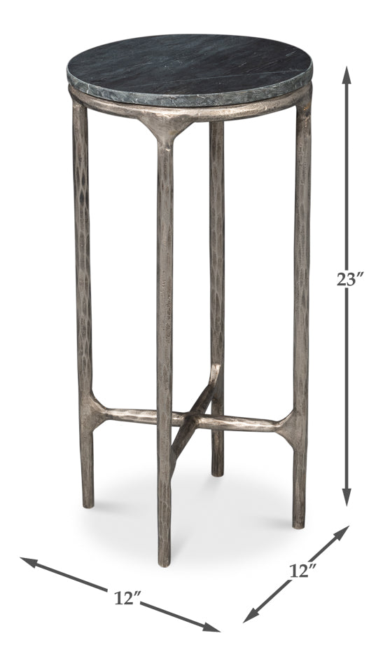 Derrick Iron End Table With Marble Top