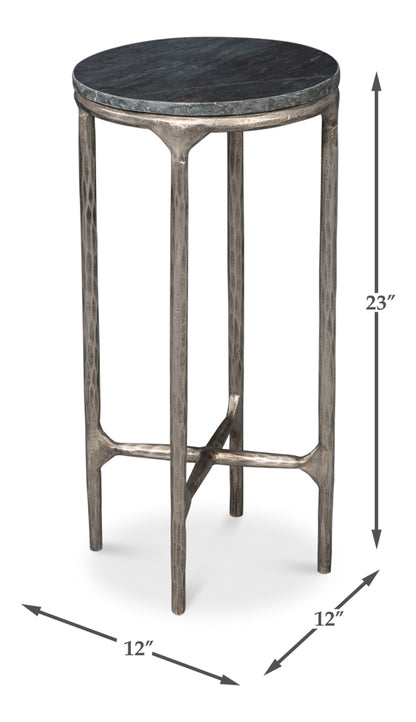 Derrick Iron End Table With Marble Top