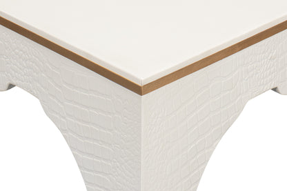 Croco Embossed Leather Stool Pearl