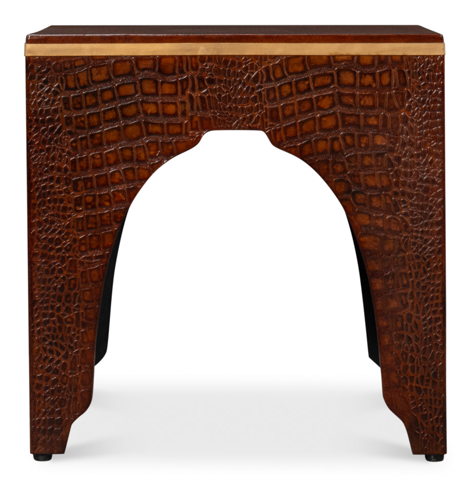 Croco Embossed Leather Stooltan Tessoro