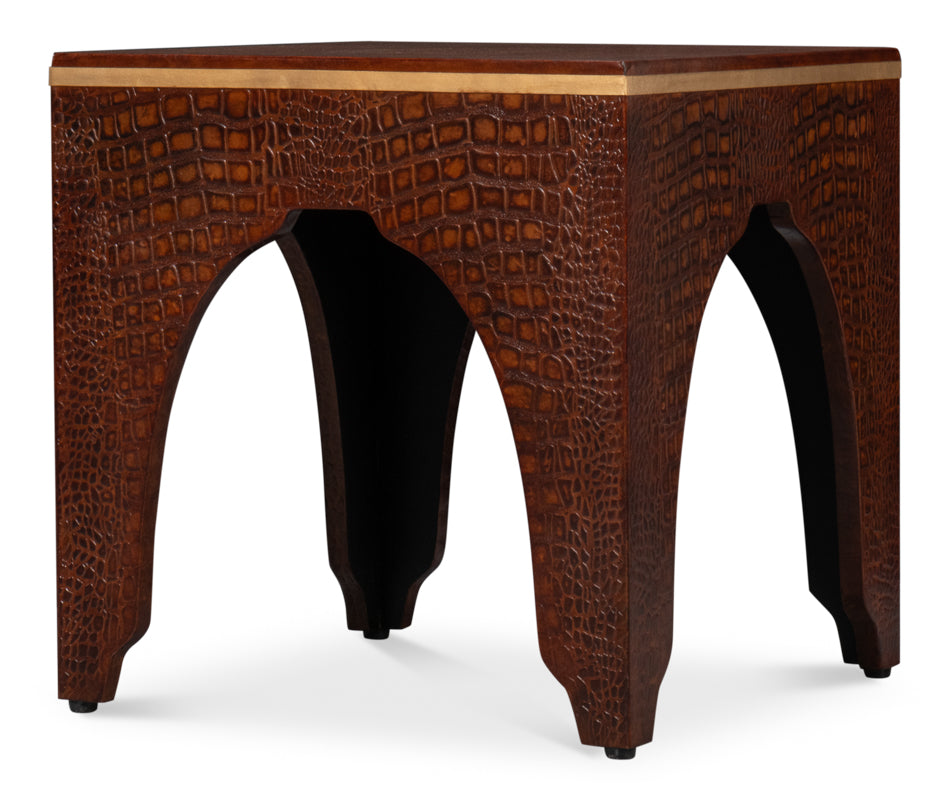 Croco Embossed Leather Stooltan Tessoro