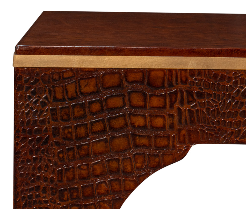 Croco Embossed Leather Stooltan Tessoro