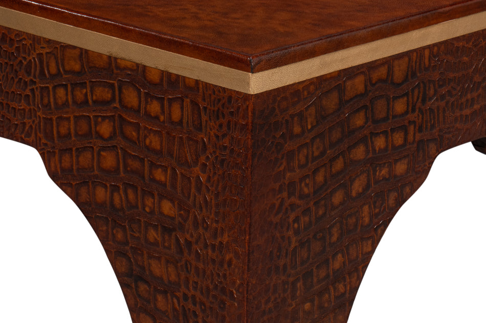 Croco Embossed Leather Stooltan Tessoro
