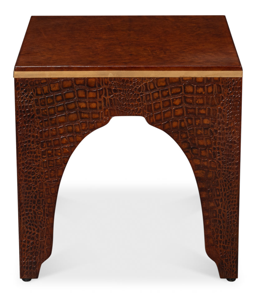 Croco Embossed Leather Stooltan Tessoro