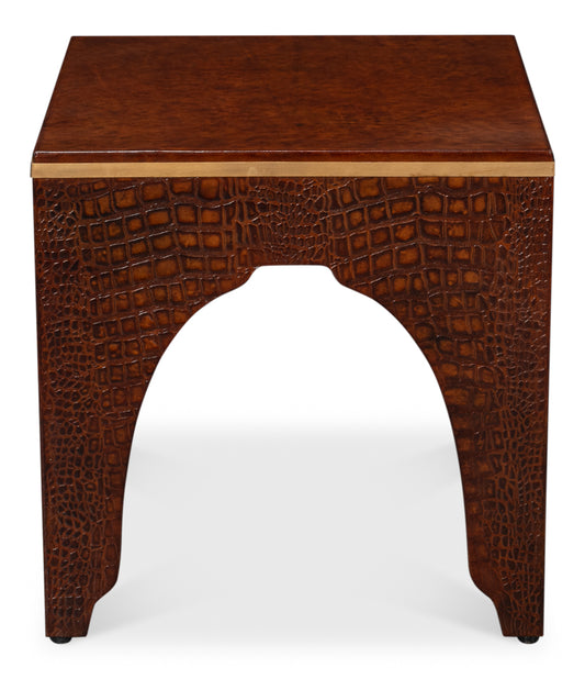 Croco Embossed Leather Stooltan Tessoro