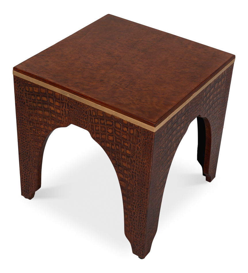 Croco Embossed Leather Stooltan Tessoro
