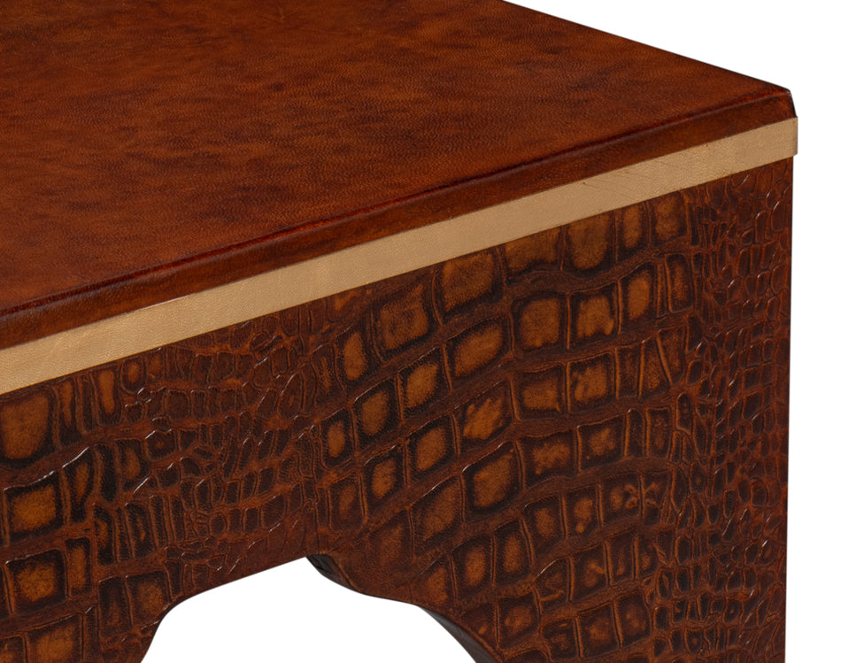 Croco Embossed Leather Stooltan Tessoro