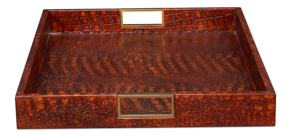 Norton Leather Tray Croco Leather Tan