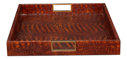 Norton Leather Tray Croco Leather Tan