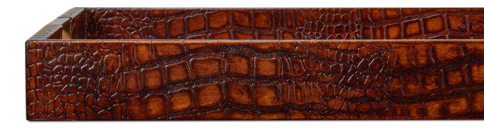 Norton Leather Tray Croco Leather Tan