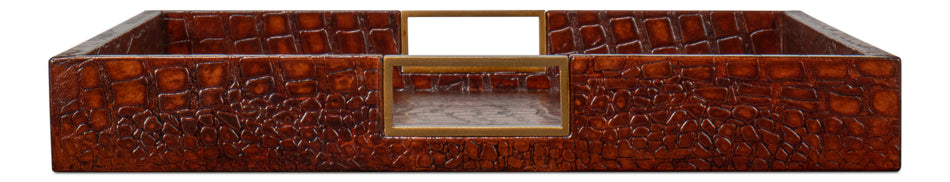 Norton Leather Tray Croco Leather Tan