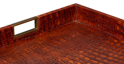 Norton Leather Tray Croco Leather Tan