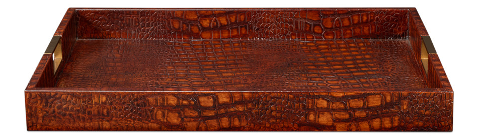Norton Leather Tray Croco Leather Tan