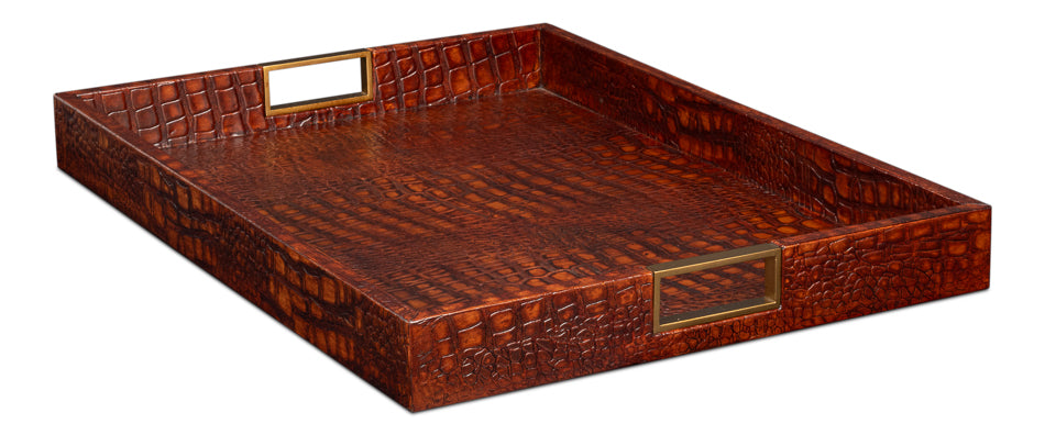 Norton Leather Tray Croco Leather Tan