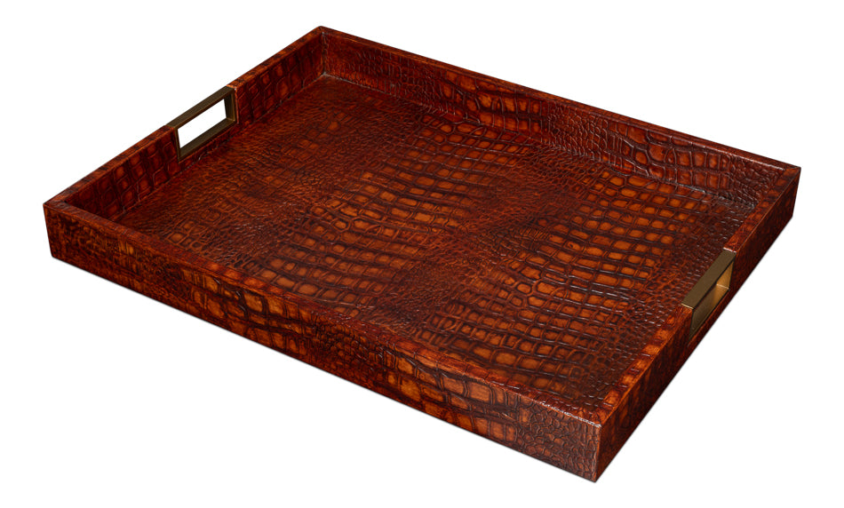 Norton Leather Tray Croco Leather Tan