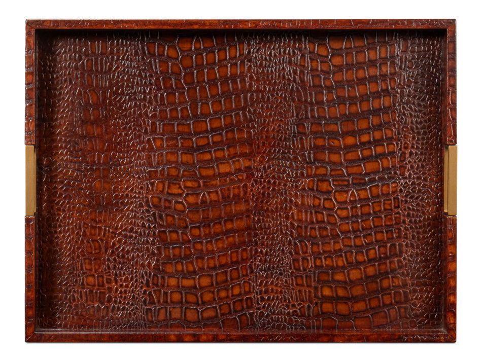 Norton Leather Tray Croco Leather Tan