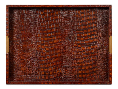 Norton Leather Tray Croco Leather Tan