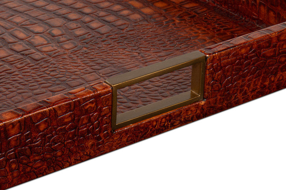Norton Leather Tray Croco Leather Tan
