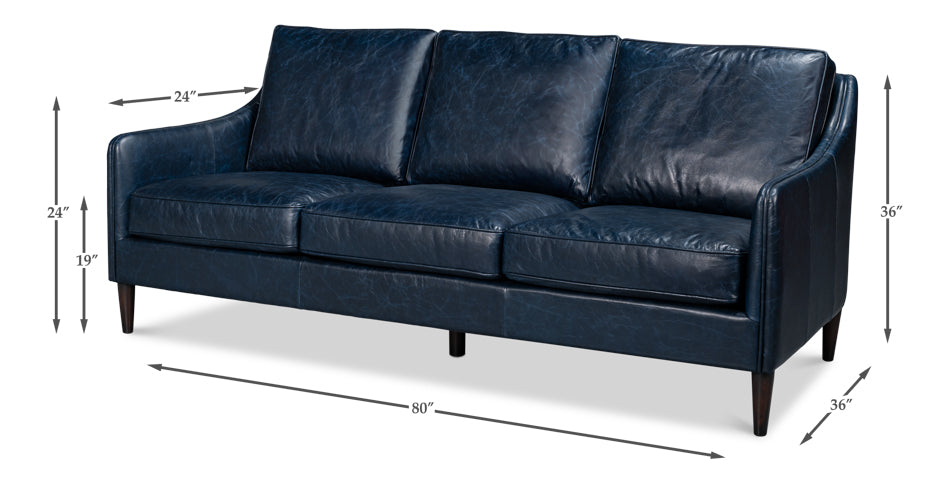 Alehandro Leather Sofa Chateau Blue