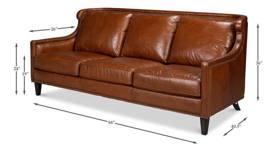 Philipe Distilled Leather Sofabrown