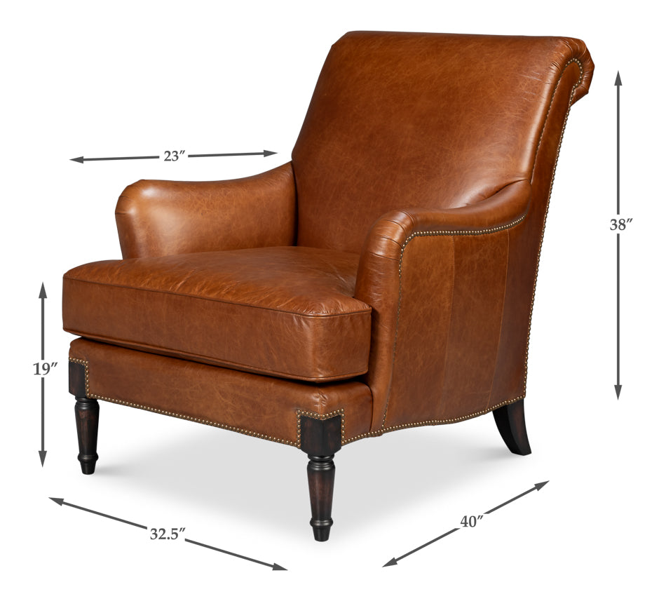 Gaston Distilled Leather Chair Brown