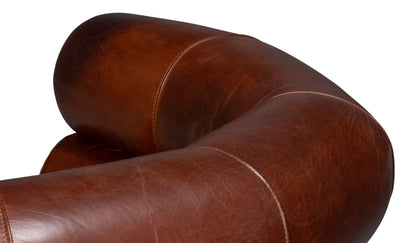 Rondo Leather Swivel Chairbrown