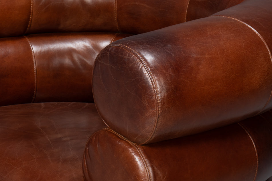 Rondo Leather Swivel Chairbrown