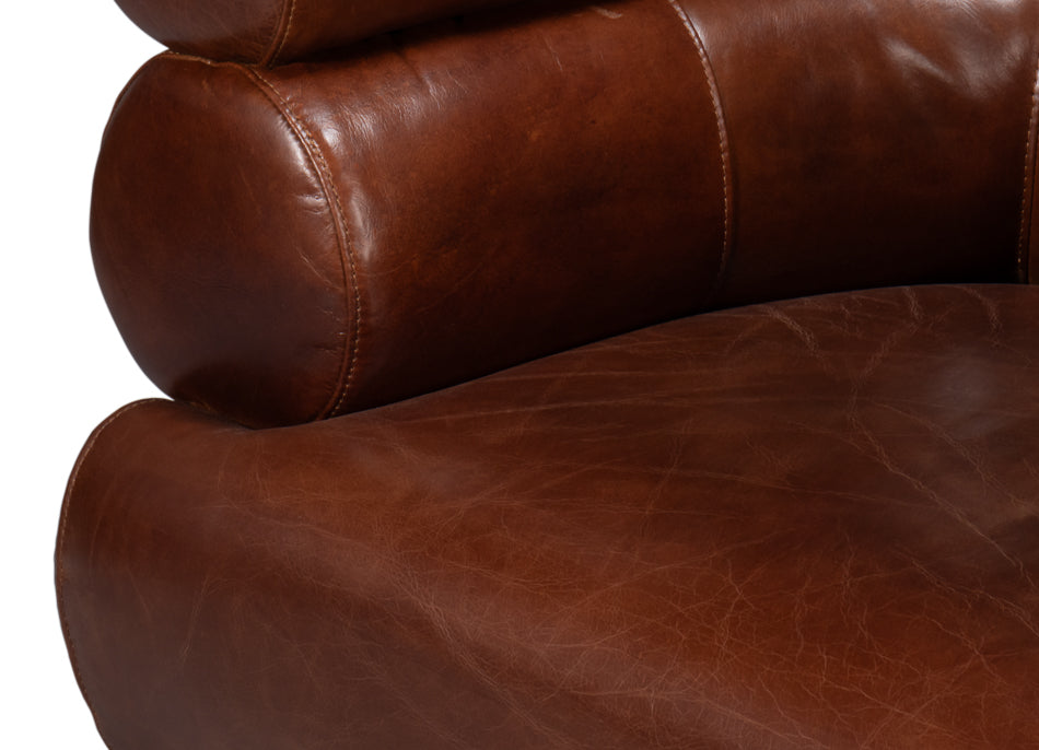 Rondo Leather Swivel Chairbrown