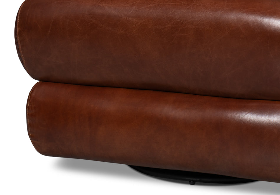 Rondo Leather Swivel Chairbrown