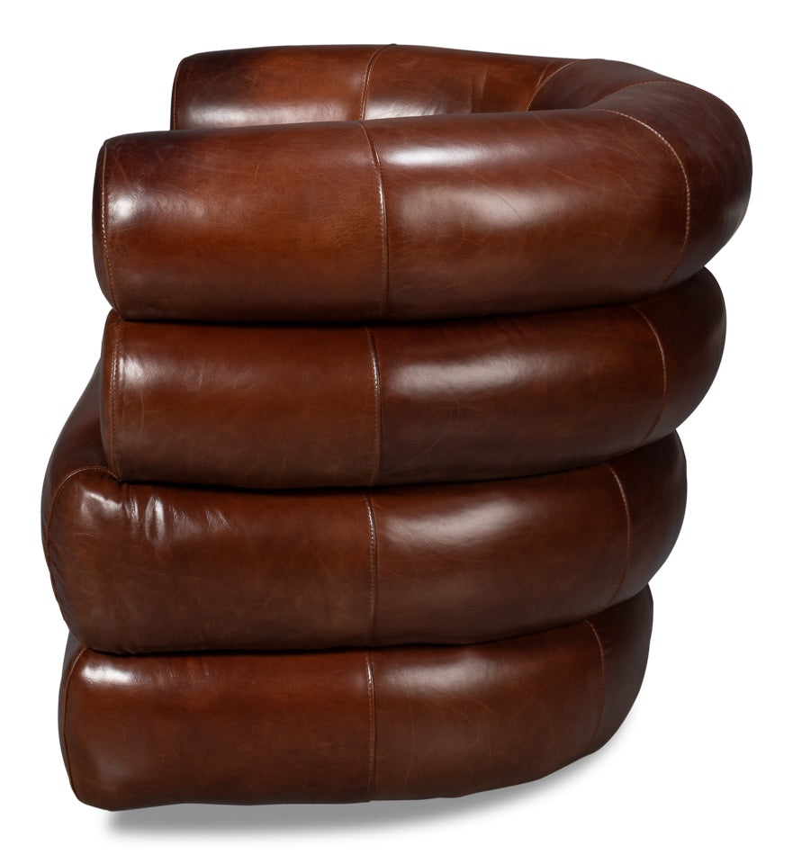 Rondo Leather Swivel Chairbrown