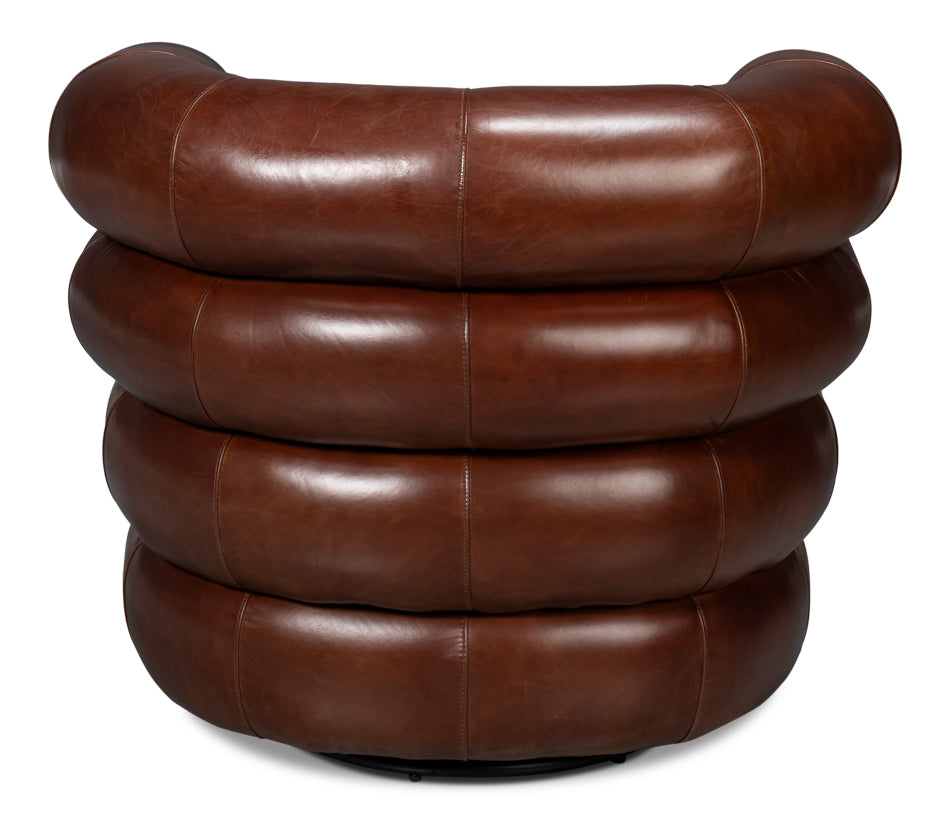 Rondo Leather Swivel Chairbrown
