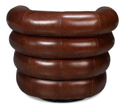 Rondo Leather Swivel Chairbrown