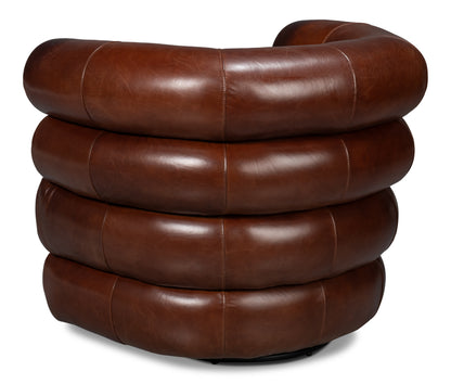 Rondo Leather Swivel Chairbrown