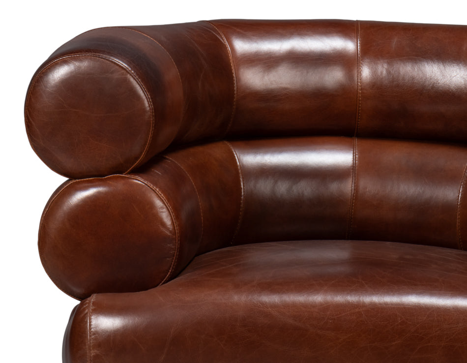 Rondo Leather Swivel Chairbrown