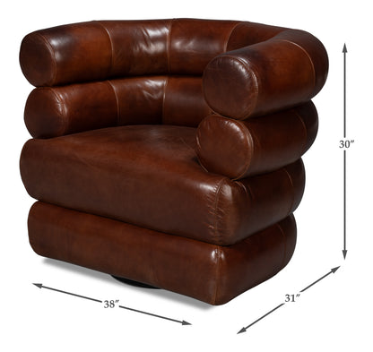 Rondo Leather Swivel Chairbrown