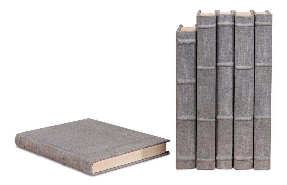 Heather Gray Linen Books Set/12