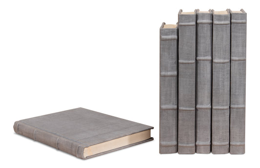 Heather Gray Linen Books Set/12
